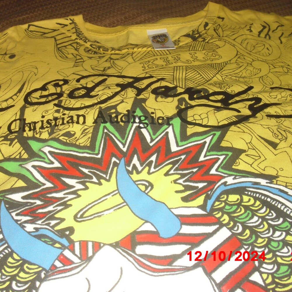 Ed Hardy T Shirt Mens Large, Chinese Dragon design, Yellows, Blues, Reds, Greens - Picture 8 of 16
